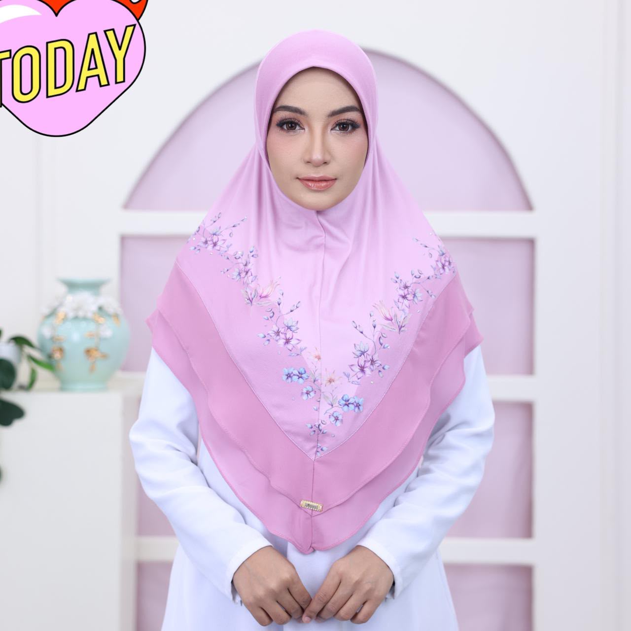 Blush Pink With Grey Floral Panel